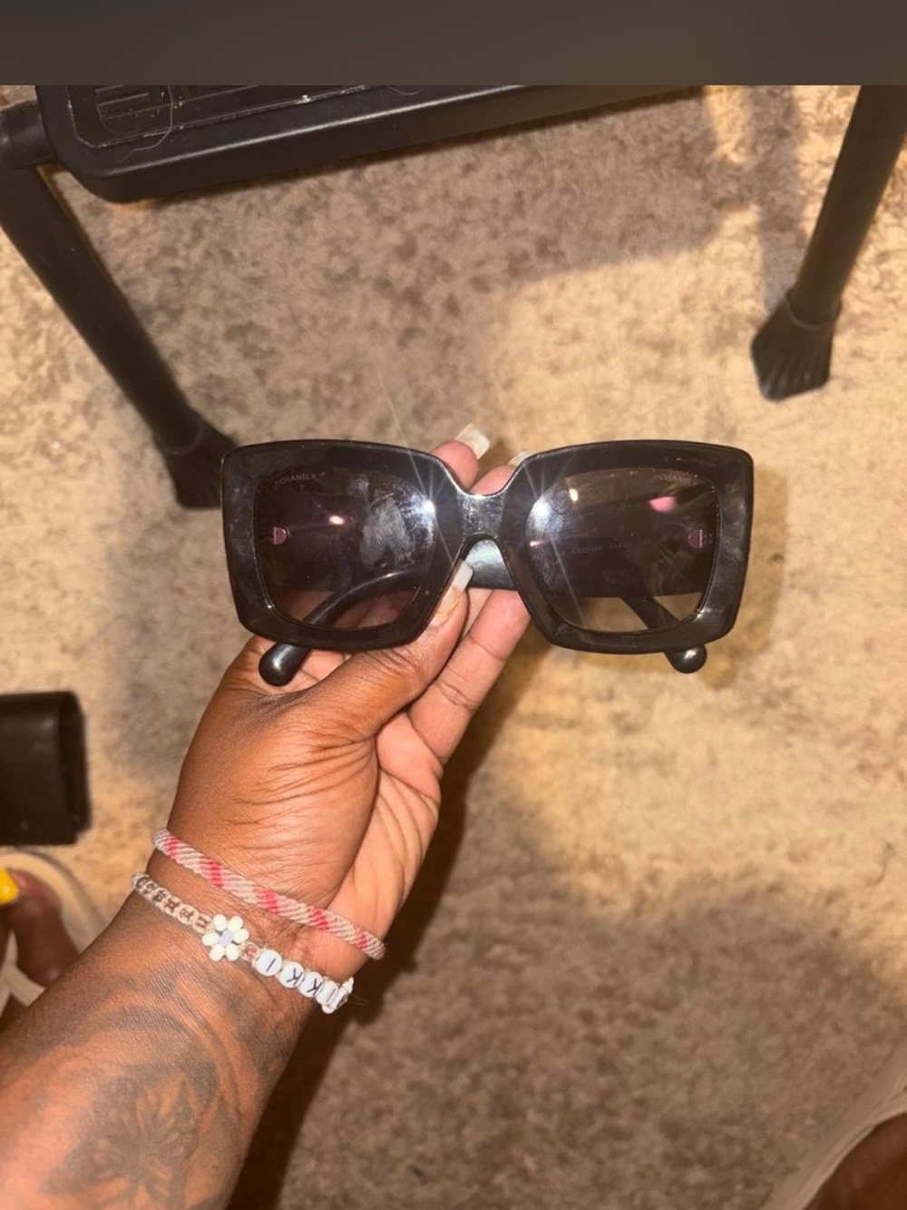 CHANEL Black Oversized Square Women's Sunglasses